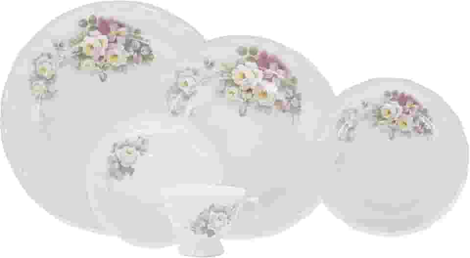 Serviço de Jantar e Café 30 Peças em Porcelana, Com Relevo Pomerode, Decoração Eterna, Multicor, Porcelana Schmidt