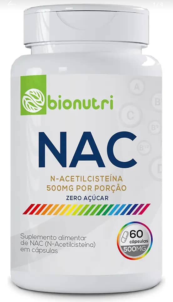 Nac N-Acetilcisteína - 60 cápsulas 500mg - Zero Açúcar - Bionutri