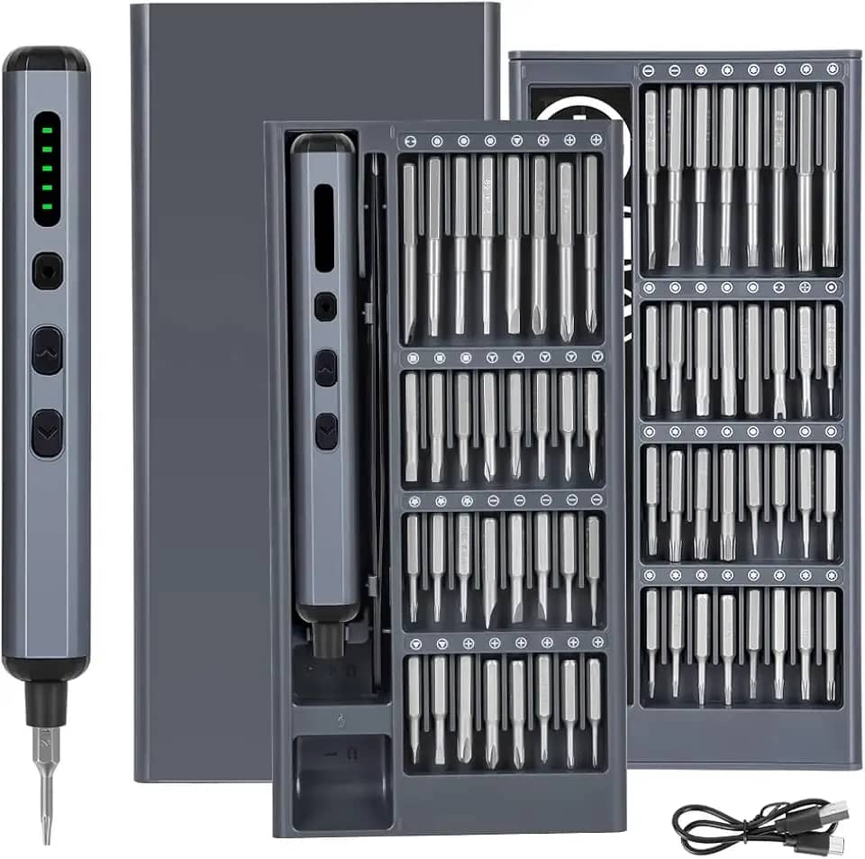Chave de Fenda Elétrica, Conjunto de Chaves de Fenda Elétricas 68 em 1 de Precisão 48 x 28 mm Bits 16 x 45 mm Bits, Mini Parafusadeira Elétrica, Com Luz LED, Recarregável USB Portátil Profissional