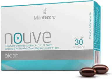 Nouvé Biotina – 30 cápsulas – Suplemento com Vitamina B7 – Auxilia na Manutenção da Pele, Unhas e Cabelos – Mantecorp