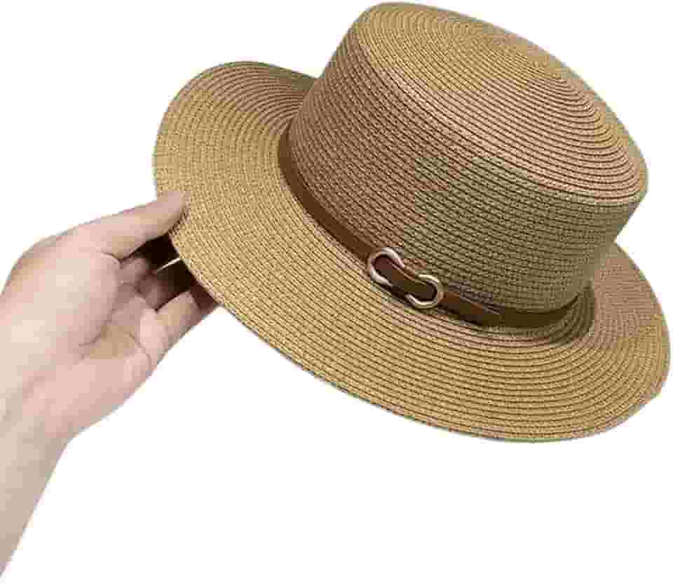 Chapéu de palha sintética macia com alça pode ser molhado dobrado na mala de transporte