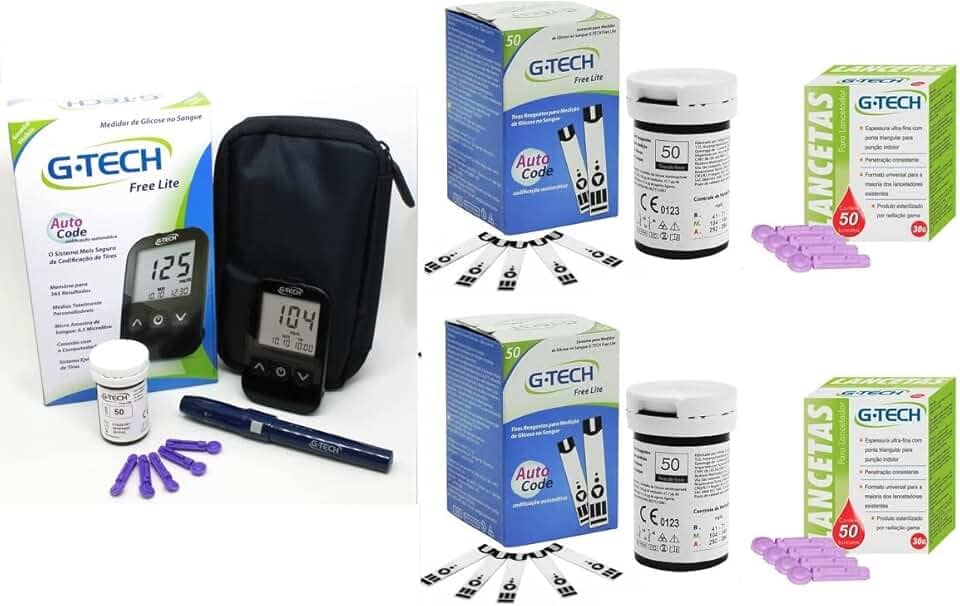 Medidor De Glicose G-tech Lite + 100 Tiras + 100 Lancetas