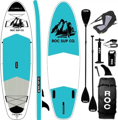 Roc Pranchas De Stand Up Paddle Infláveis De 10 Pés E 6 Pol. Com Acessórios De Prancha De Paddle Sup Premium, Design Amplo E Estável, Deck Confortável Antiderrapante Para Jovens E Adultos (Azul-Petról