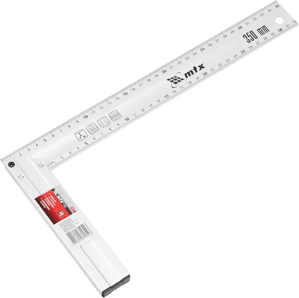 MTX Esquadro 14 Pol. (350 Mm) Em Alumínio Fundido – Perfil Precisão Com Marcações Duplas, Marca MTX, Ideal Para Marcenaria, Carpintaria, Construção E Controle De Ângulos