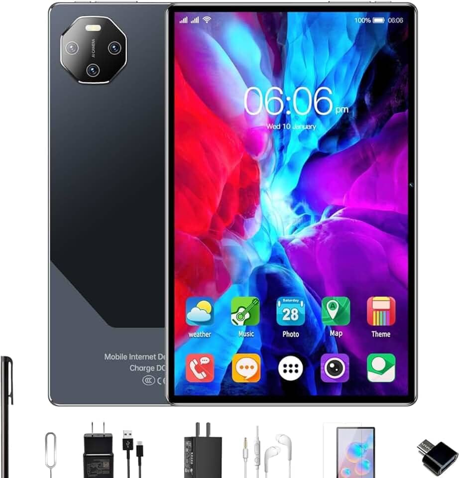 Tablet E70Pro 8 GB de RAM + 256 GB, tela imersiva de 11,6 polegadas, 24 MP + 32 MP,5G, Wi-Fi, Bluetooth, Android 13 octa-core (Preto)