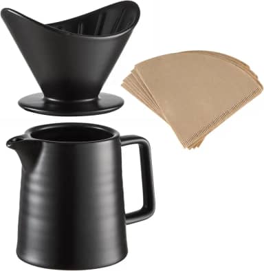 Máquina de café derramada por cima, gotejador de café de cerâmica 500 ml, filtro de papel V60, café feito à mão, conjunto de cafeteira de gotejamento durável para café de escritório em casa