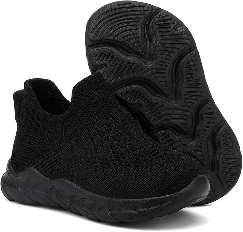 Sapatos para meninos e meninas em ambientes internos antiderrapantes para bebês, meias elásticas respiráveis e leves, solas de memória, protegem os dedos dos pés, tênis ao ar livre