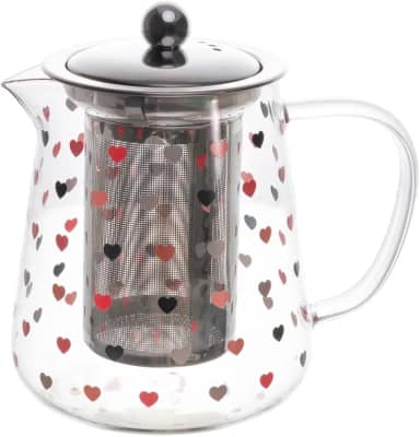 LYOR - Chaleira de Vidro Borossilicato com Filtro de Aço Inox Love 750ml