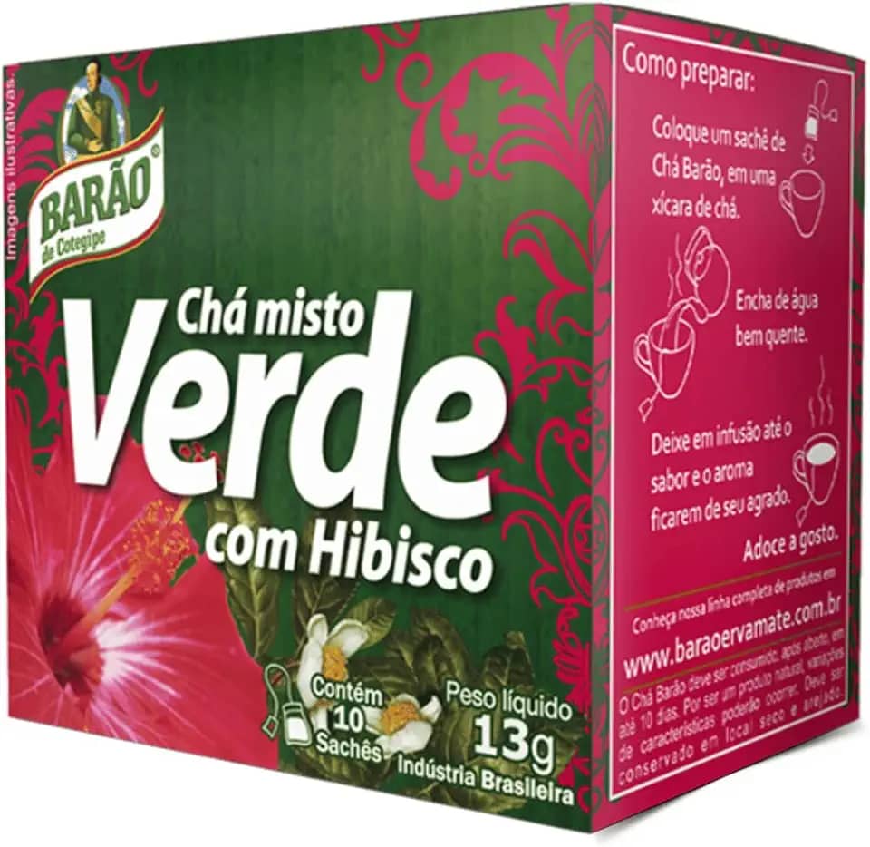 Chá Verde com Hibisco - Barão de Cotegipe -10 Sachês