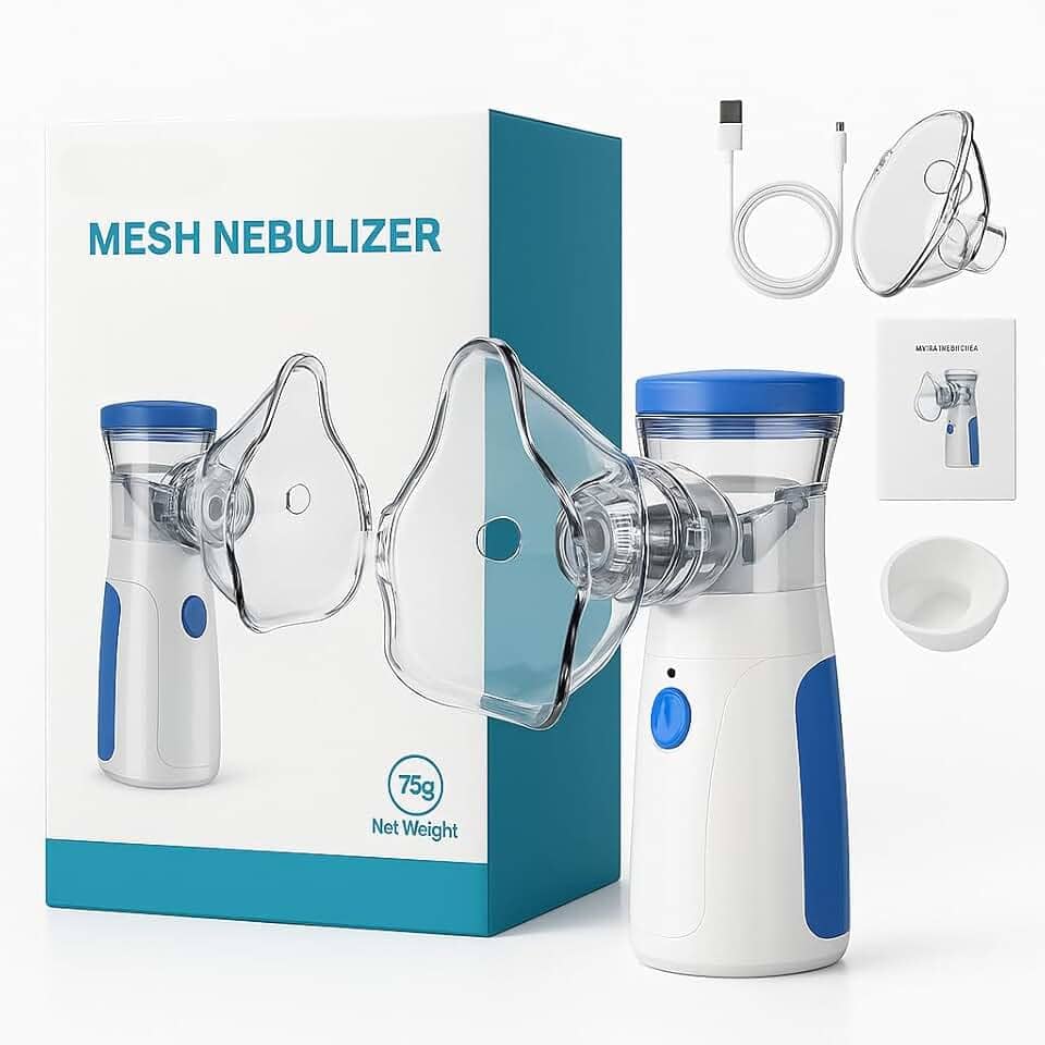 Nebulizador Inalador Ultrassônico Portátil NeoAir® Sem Fio USB, Silencioso, Compacto Mesh Ultrassom Ideal para Crianças, Adultos e Idosos - Alívio Rápido de Sintomas Respiratórios