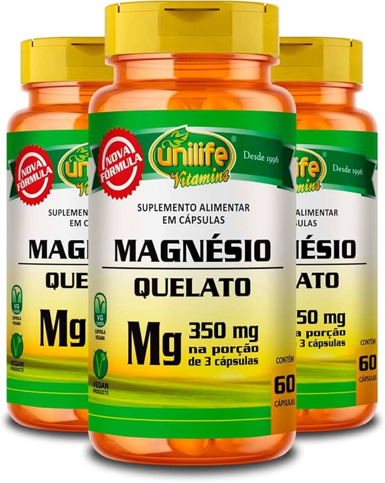 Kit 3 Magnésio Quelato Unilife 60 Cápsulas