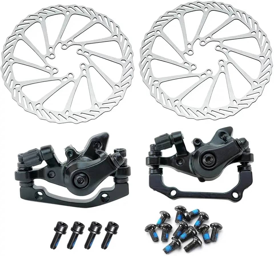 Kit de freio a disco de bicicleta, kit de freio a disco mecânico, incluindo pinças de freio a disco mecânicas dianteiras e traseiras com rotor de 160 mm para bicicletas de montanha, bicicletas
