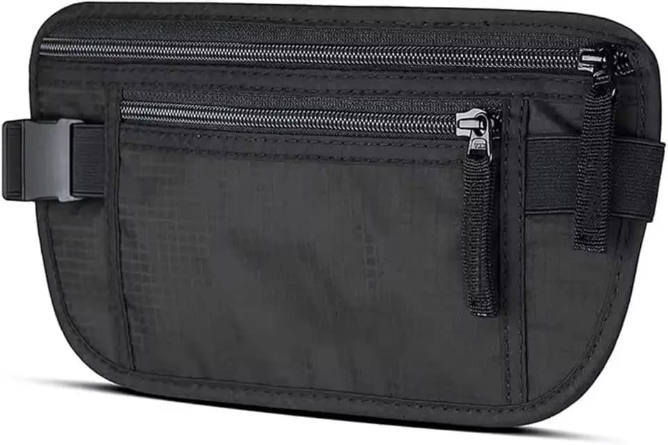 Pochete Doleira Antifurto para Dia a Dia com 2 Compartimentos e Resistente à Água Discreta Segurança Preta