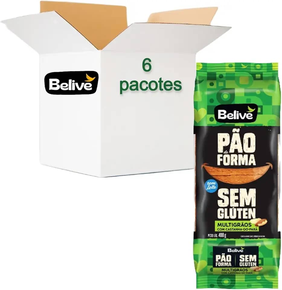 Pão de Forma BELIVE Multigrãos Sem Glúten 400g (6 pacotes)