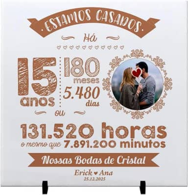 Presente Criativo Bodas Aniversário Casamento Com Foto e Nome do Casal