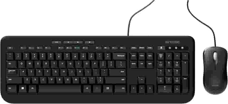 Incase Combo de teclado e mouse 600 para desktop com fio – projetado pela Microsoft – quatro teclas de atalho, teclado resistente a derramamentos, teclas de toque silencioso, mouse óptico, mouse