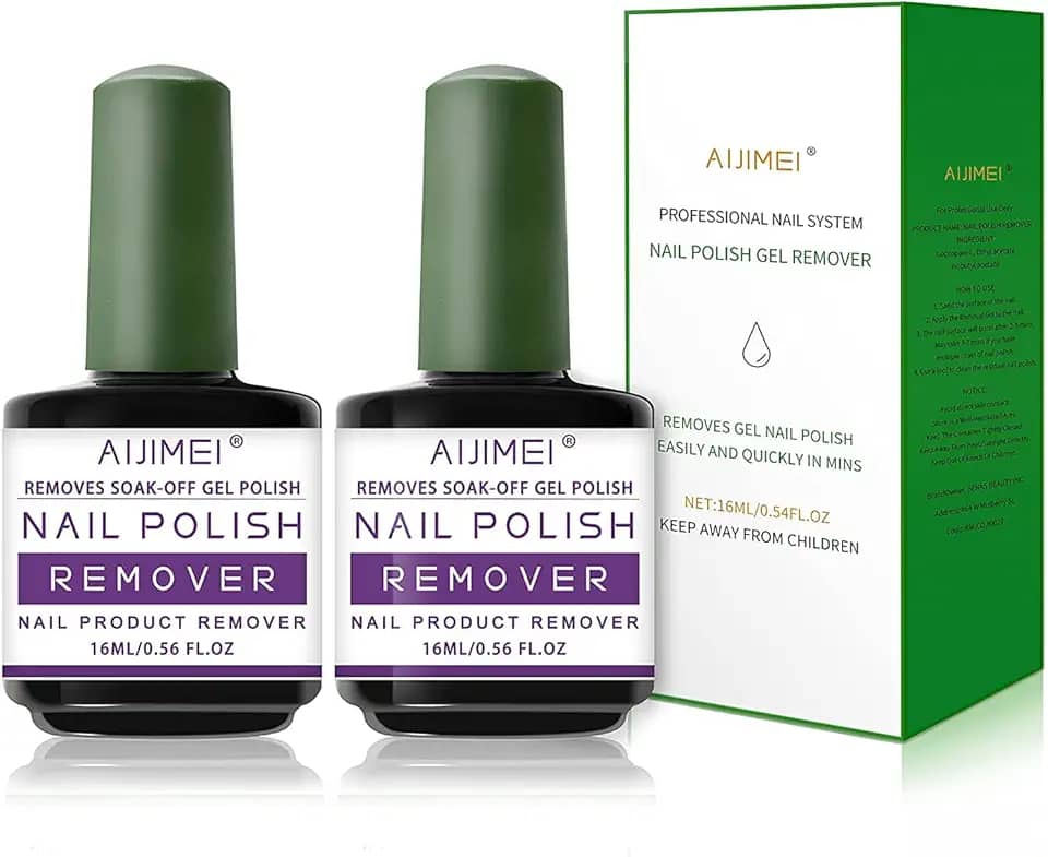 AIJIMEI Removedor de esmalte de unhas 15 ml x 2 peças de removedor de esmalte de gel, removedor profissional de esmalte de gel de remoção rápida e fácil de remover esmalte para ferramentas de remoção