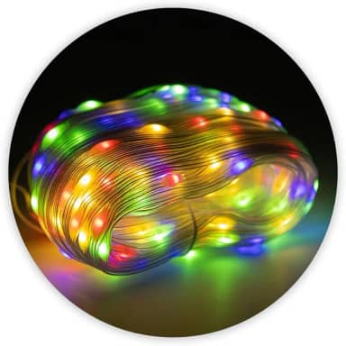 Led Pisca Linha 30 Metros com 8 Modos de Luz | Decoração Natal, Ano Novo, Festas e Ambientes Internos | Lâmpadas em Gota com Plug USB e Fio Crystal(Colorida)