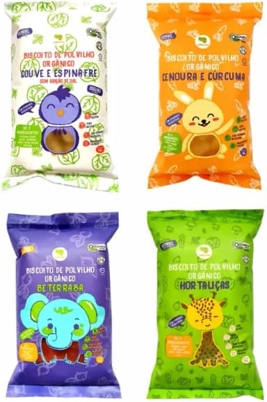 Kit 4 Biscoitos de Polvilho Crilancha: Hortaliças, Cenoura, Beterraba, Espinafre