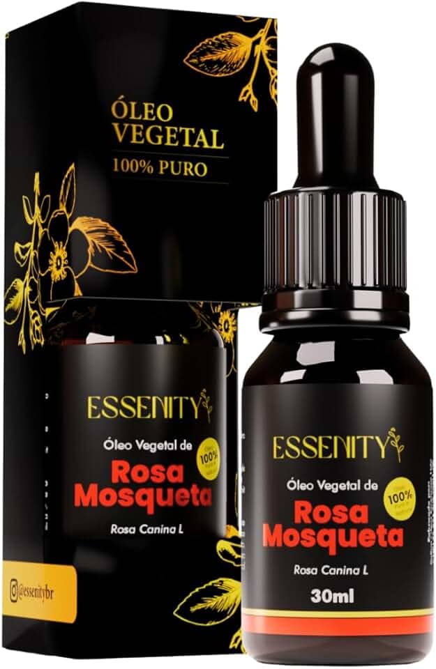 Óleo de Rosa Mosqueta, 100% Puro, Natural & Prensado a Frio – Renovação da Pele, Cicatrizes, Cabelos e Unhas 30 ml - ESSENITY