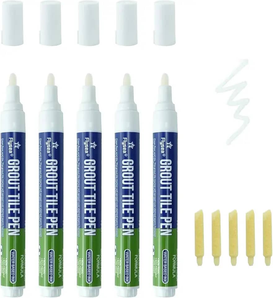 5 Peças de Caneta de Rejunte para Azulejos, Caneta de Reparo Doméstico, Marcadores de Tinta para Azulejos, Piso, Parede, Banheiro, Cozinha, Ferramentas de Reparo (Branco)