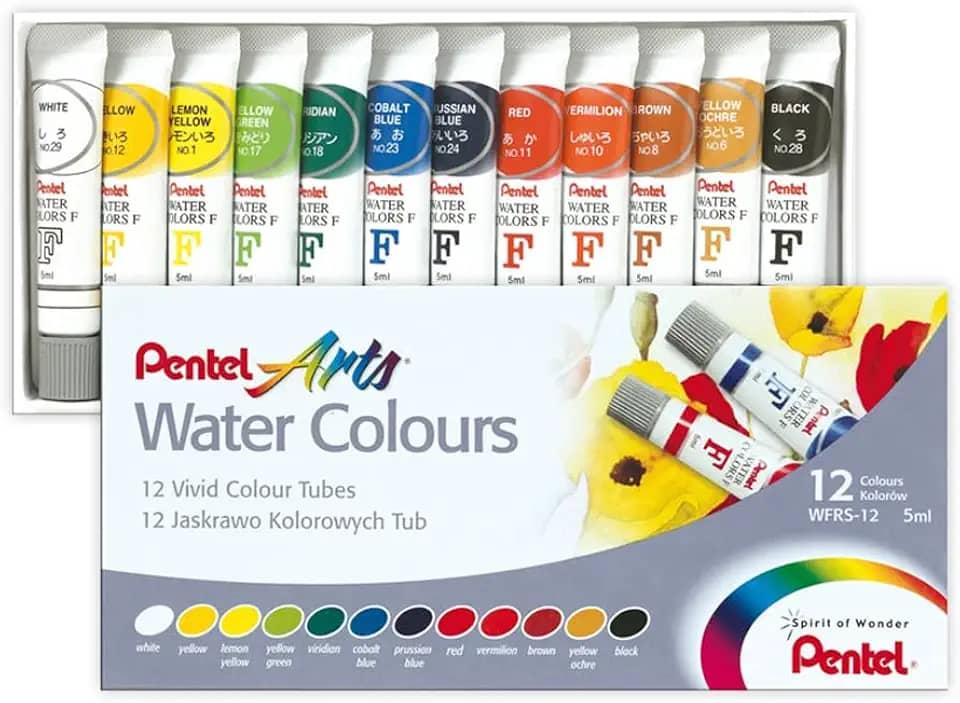 Aquarela Wfrs à Base de Água Pentel Arts 12 Cores