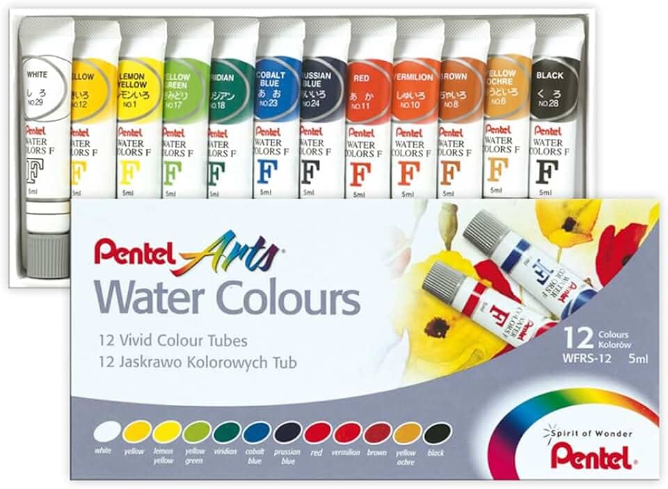 Aquarela Wfrs à Base de Água Pentel Arts 12 Cores