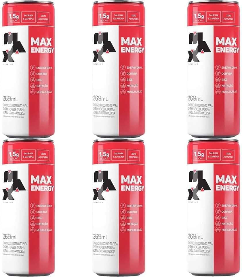 Max Energy - 6 Latas 269ml Framboesa - Max Titanium
