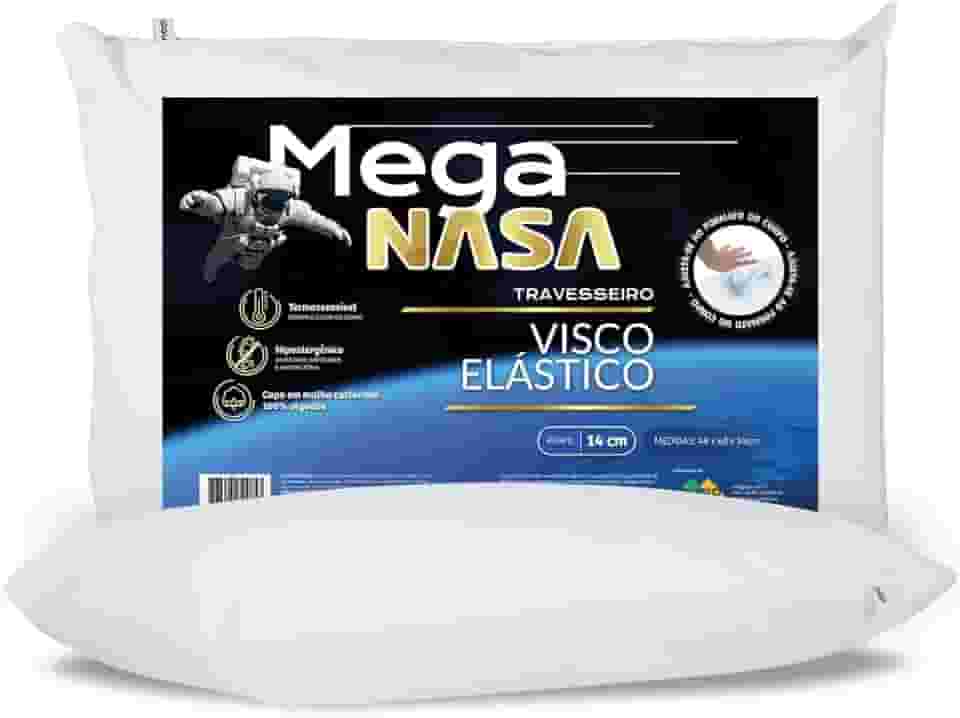Nap Travesseiro Nasa Alto Mega Viscoelástico Altura 14cm Visco D40 Premium Capa 100% algodão para fronhas 50x70cm - Branco