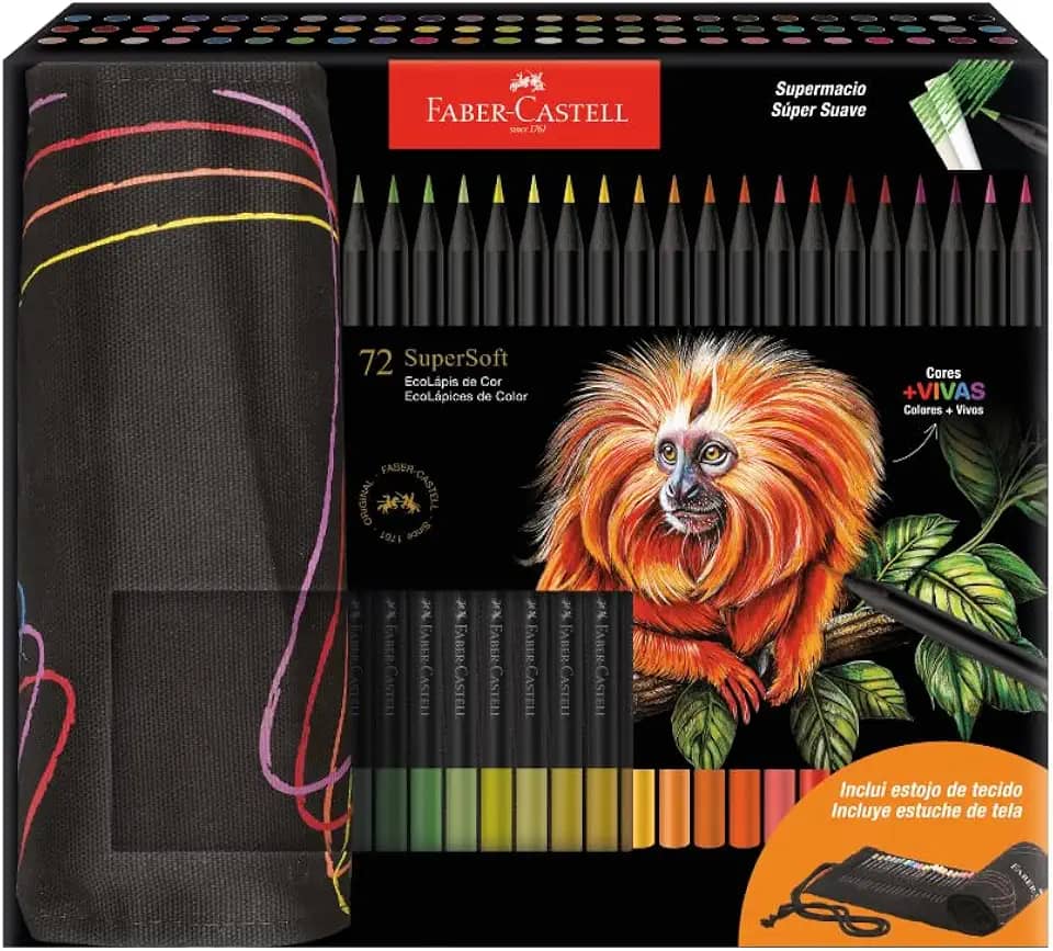 Lápis De Cor, Faber-Castell, Ecolápis Supersoft, 371910, 72 cores com estojo de tecido