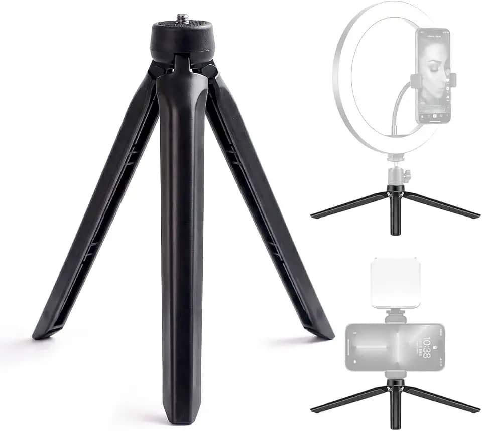 Mini Tripé de Mesa Portátil e Grip de Mão Estabilizador, Suporte para Luz De LED, Para Gravar Video Fotografia E Vídeo, Compatível com Gimbals de Celular, Câmeras de Ação e Suportes de Smartphone