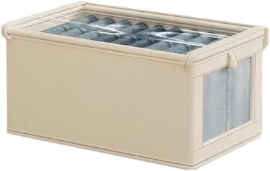 Caixa Organizadora com Tampa e Janela Transparente, Armazenamento para Roupas Íntimas, Sapatos, Brinquedos, Não Tecido