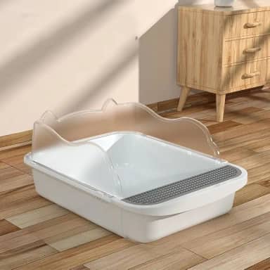 Kit Caixa de Areia para Gatos Encantadora Alta Gigante com e Pá higiênica (Branco - 03)