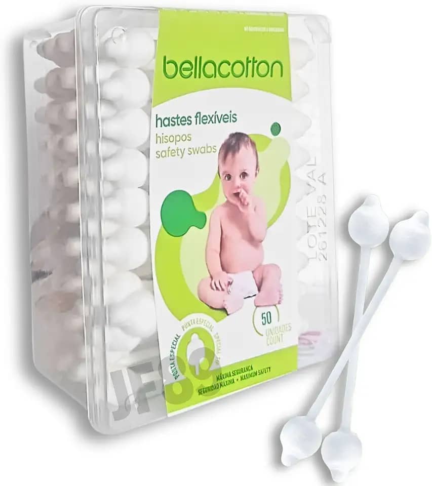 Hastes Flexíveis Cotonete Bebe Bastonetes Bellacotton Caixa C/ 50unidades