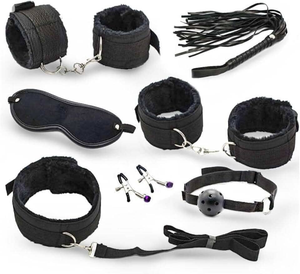 Kit Algema Sexual Brinquedos Sexuais 7 Peças Sexuais Brinquedos Sexuais Adultos Para Casal (Preto)