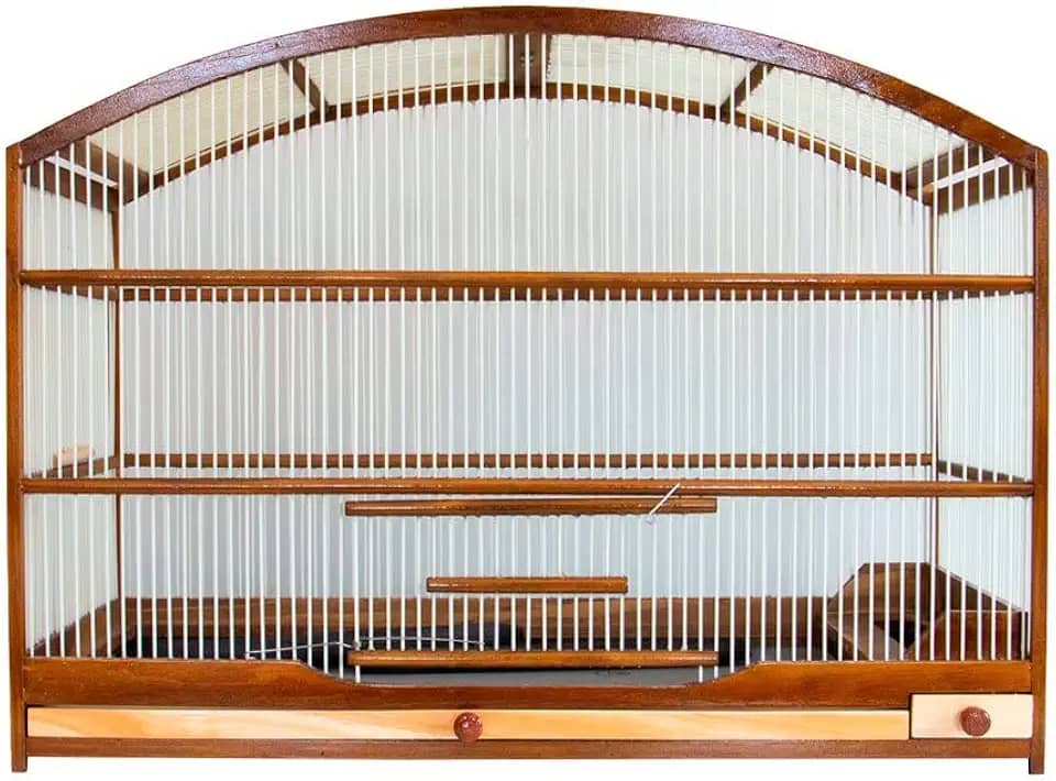 Gaiola Para Passarinho, Em Madeira, Amansadeira, Rossa, Com Coxo Baixo Ipê