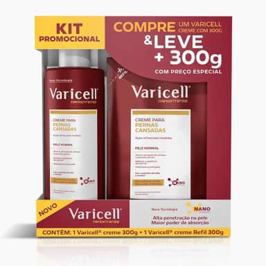 Kit Varicell Nanointense 300g + 300g Refil Pele Normal Alívio para Pernas Cansadas