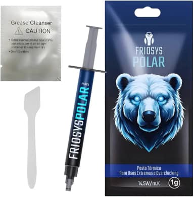 Pasta Termica 14.5 W/mk 1g Polar Processador PC Gamer Notebook PS4 PS5 Placa Video Xbox Cinza Prata Dissipador Calor Friosys