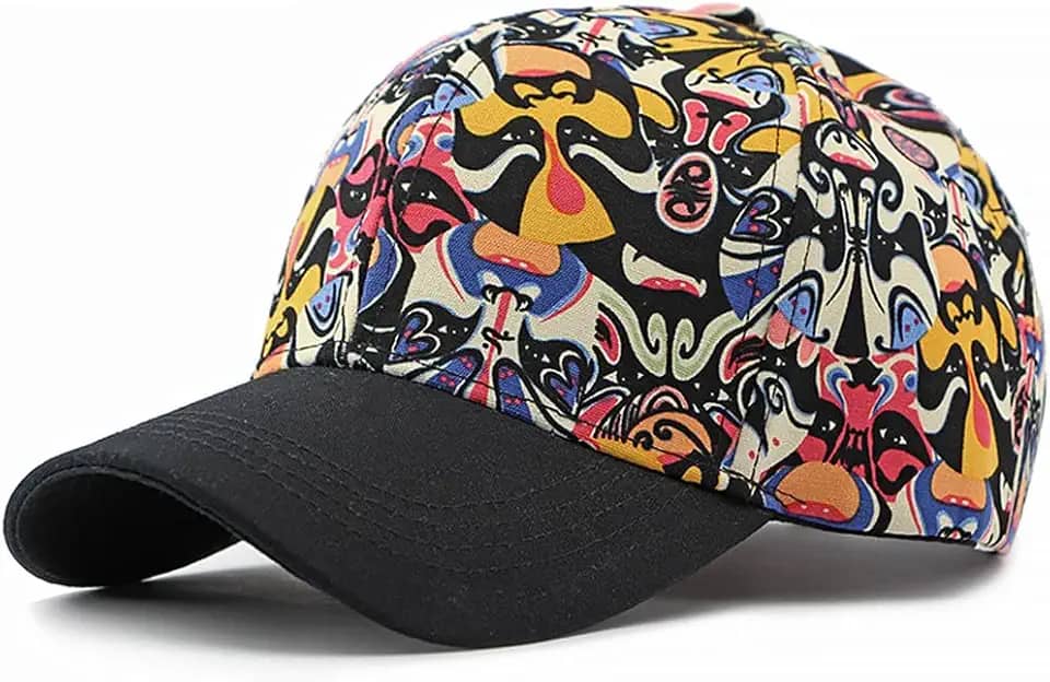 China Pequim Ópera Impressão Rosto Animação Graffiti Chapéu de Beisebol Duro para Mulheres Homens Esportes Ao Ar Livre Viagens