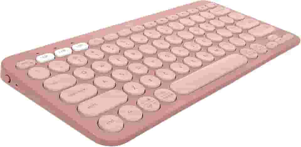 Teclado sem fio Logitech Pebble Keys 2 K380s com Conexão Bluetooth Easy-Switch e Pilha Inclusa - Compatível com PC, Mac, Chrome OS, Android, iOS e Apple TV, Layout US - Rosa