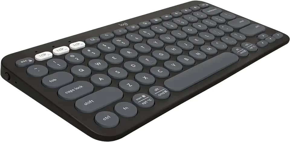 Teclado sem fio Logitech Pebble Keys 2 K380s com Conexão Bluetooth Easy-Switch e Pilha Inclusa - Compatível com PC, Mac, Chrome OS, Android, iOS e Apple TV, Layout US - Grafite