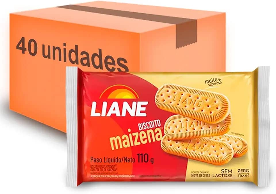 Biscoito Maizena Sem Lactose 110g Liane - Kit 40 Unidades