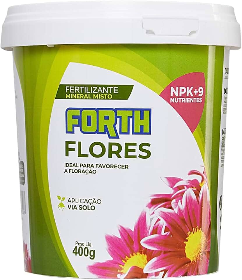 Forth Flores, Adubo Floral, Floração, Fertilizante, Micronutrientes, NPK, Nutrição Balanceada, Balde, 400g