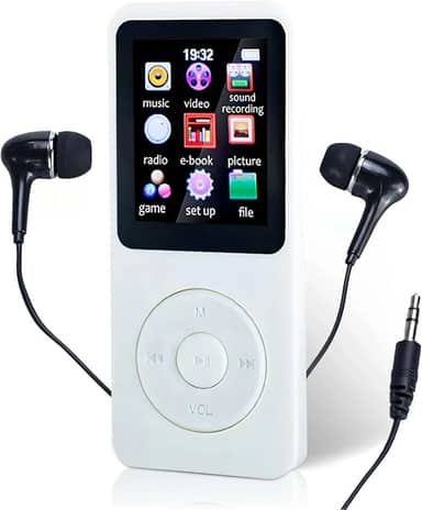 MP3 Player Bluetooth MP4 Player Música Digital Portátil Bluetooth Hi-Fi Som sem Perdas Rádio FM Suporte Cartao de Memoria de Até 64 GB(Branco)