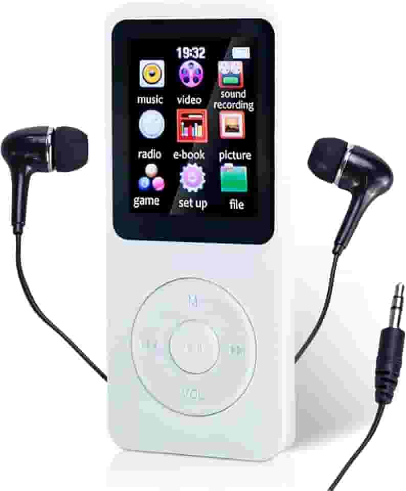 MP3 Player Bluetooth MP4 Player Música Digital Portátil Bluetooth Hi-Fi Som sem Perdas Rádio FM Suporte Cartao de Memoria de Até 64 GB(Branco)