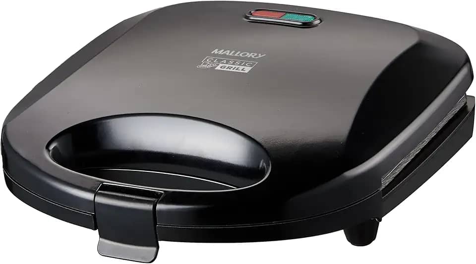 Sanduicheira Elétrica Mallory Classic Grill – 2 em 1, Grelha e Assa Pães, Carnes, Peixes e Legumes, Placas Antiaderentes, Luzes LED- 127V