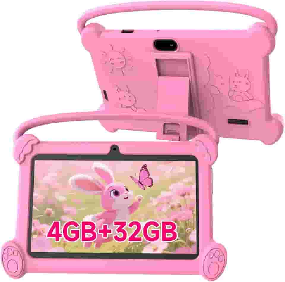 Tablet infantil de 7 polegadas 3 a 9 para crianças, ROM de 32 GB com capa à prova de choque, software Android infantil instalado Netflix, YoutTube, controles dos pais aiwawa, câmera dupla, WiFi, FM