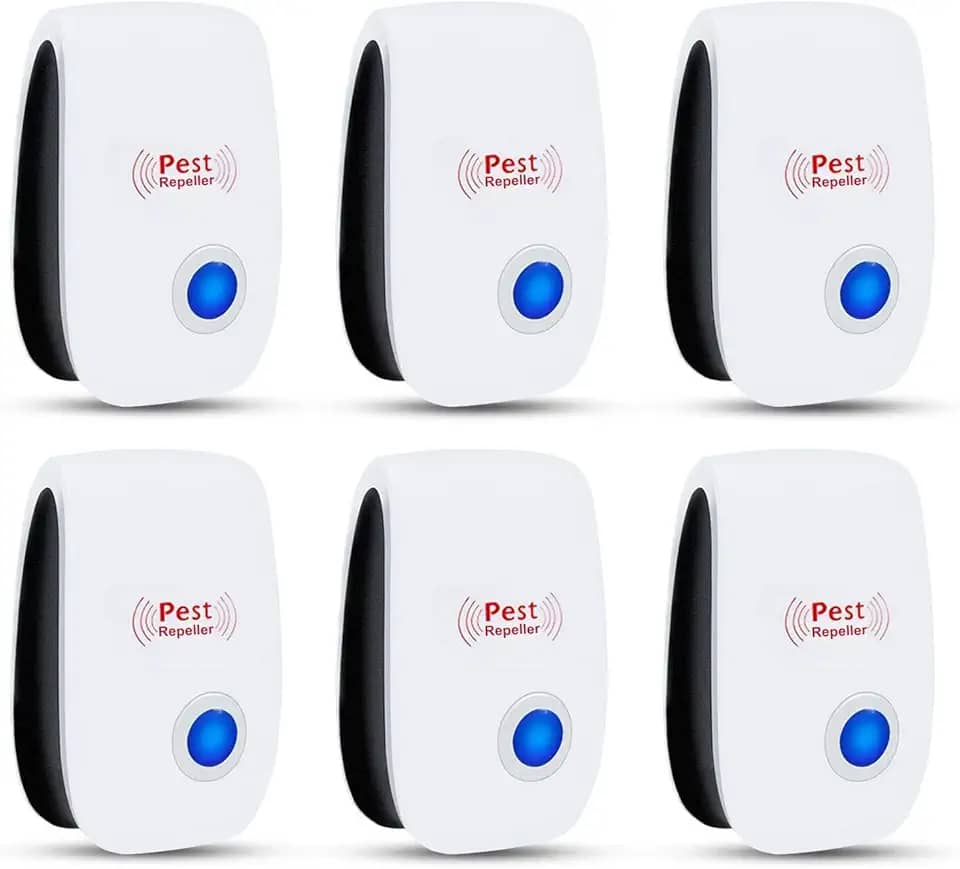 Repelente de pragas ultrassônico, pacote com 6, repelente eletrônico de controle de pragas, repelente de roedores para mosquitos, ratos, baratas, ratos, insetos, aranha, formiga, moscas
