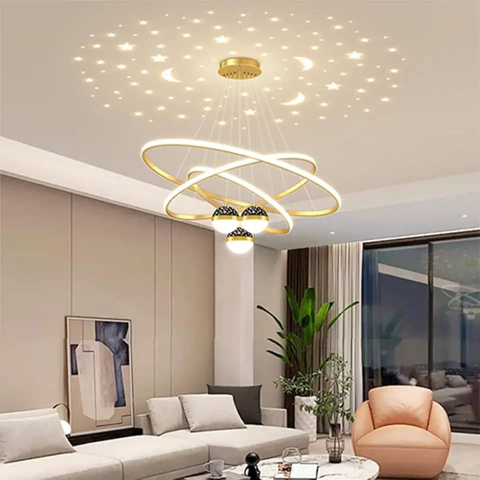 Luminaria de Teto Led, 3 Cores Plafon Luz de Led Sobrepor, Lustre Para Sala Branco Quente e Frio Banheiro Quarto Escritório 127-220V (Art deco)