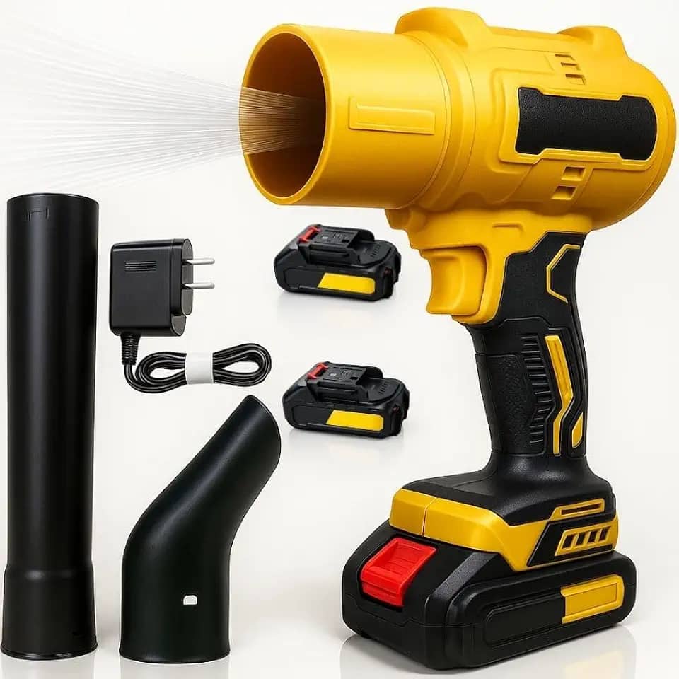 Soprador de Folhas Elétrico Portátil 2200W 2 Baterias 330KMH Motor Brushless 4 Modos Secagem Carros Limpeza Jardim Sem Fio Carregador Turbo